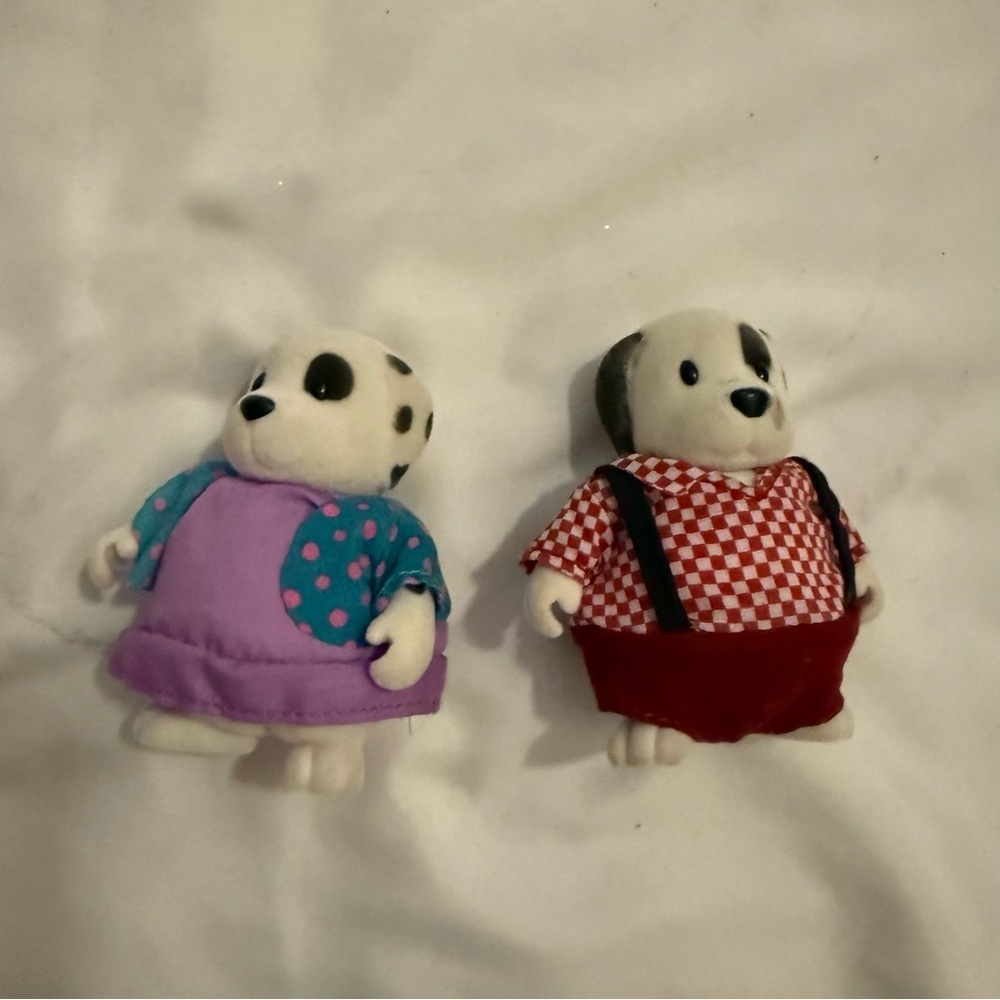 EUC Li'l Woodzeez Dalmatian Figure Set Lot of 2 Woofwinkle Dog Family Parents